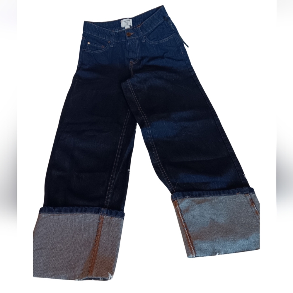 Kate Spade Dark Wash Wide Leg Cuffed Jeans - Women's Size 2 New - Picture 2 of 6